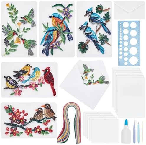 WEBEEDY 20 Sets Paper Quilling Kit for Adults Beginners DIY 5 Styles Birds Quilling Card Kit Animals Greeting Card Making Kit with Instruction DIY Quilling Supplies for Halloween Christmas Party Gifts by WEBEEDY