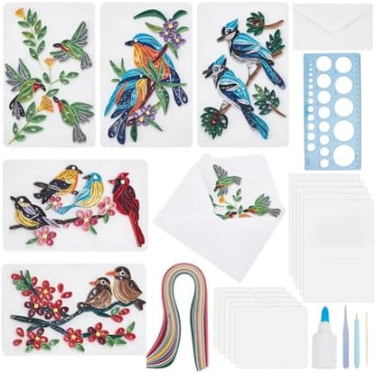 WEBEEDY 20 Sets Paper Quilling Kit for Adults Beginners DIY 5 Styles Birds Quilling Card Kit Animals Greeting Card Making Kit with Instruction DIY Quilling Supplies for Halloween Christmas Party Gifts by WEBEEDY