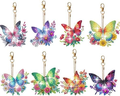 HuamuTech 5 Pcs/6 Pcs/8 Pcs Full Drill Keyring Special Shape Double Sided Diamond Art Keychain for Beginners Birthday Craftin by Unknown