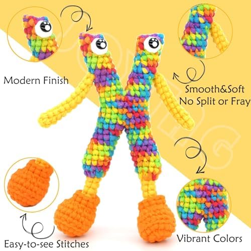 4 Pack Rainbow Beginner Crochet Yarn for Crocheting and Knitting Multicolor Cotton Crochet Yarn for Beginners(Rainbow 01) - Image 5