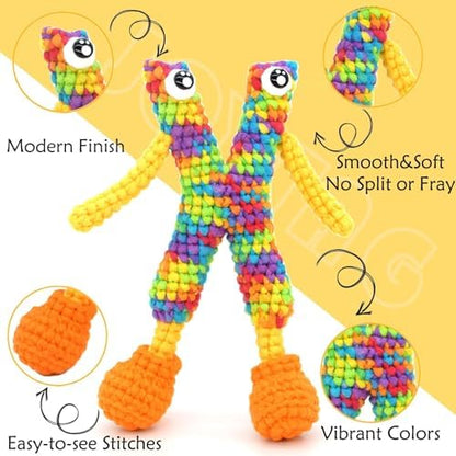 4 Pack Rainbow Beginner Crochet Yarn for Crocheting and Knitting Multicolor Cotton Crochet Yarn for Beginners(Rainbow 01) - Image 5