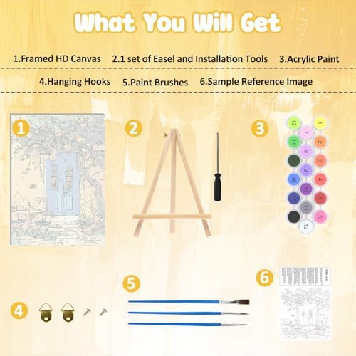 MAXBYE Framed Paint by Numbers Kits for Adults, Lemon Tree Paint by Numbers Kit for Adults with Wooden Easel, Easy DIY Oil Painitings Kits with Tools for Beginners Gift Home Wall Decor 10×14 Inch - Image 6