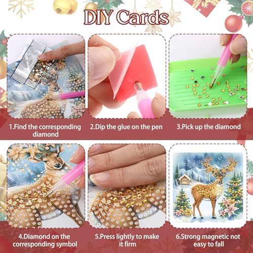 48 Pack Christmas Diamond Painting Greeting Cards,Classic Style - Image 3