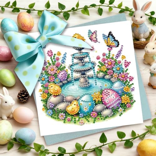 12Pcs Easter Greeting Card DIY Diamond Art Painting Greeting Cards Special Shaped Diamond Blessing Folding Card Kit Arts Crafts for Holiday Festival-01 - Image 3