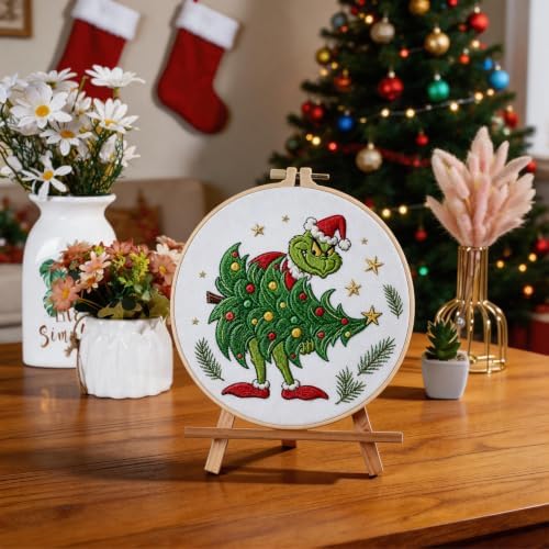 BBLYBD Christmas Embroidery Kit, 4 Set Embroidery Starter Kit, Cross Stitch Kits with Pre-Printed Embroidery Fabric, Hoops, Step-by-Step Instructions, Color Threads & Needles (Christmas02-4 Set) - Image 4