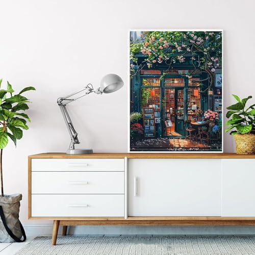 HITO Bookstore Paint by Numbers Kit for Adults 16x20 Inch Frameless - Image 4