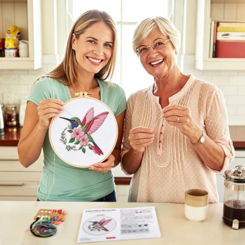 Zynlio Cardinal Embroidery Kits for Beginners with Bird Flower Pattern,Adults Starter Cross Stitch Kit DIY Needlepoint - Image 6