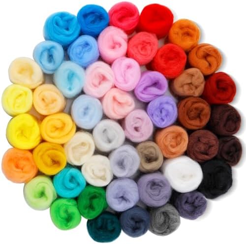 IMZAY 50 Colors Needle Felting Wool 5.4 Oz Wool Roving Yarn for Beginners by Imzay