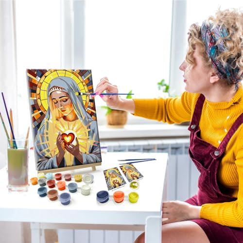 JOOZ 5D Virgin Mary Paint by Numbers Kit for Adults with Frame, 8x12 Inch - Image 3