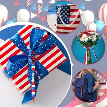 Suncalla 996 Pcs 24 Set 4th of July Patriotic Craft Keychain Making Kit DIY - Image 6