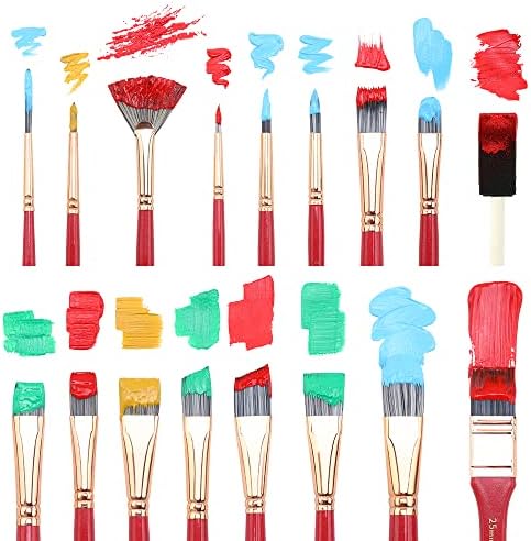 Transon 20Pcs Art Paint Brush Kit with Storage Case, 16 Brushes + Foam Brush Spatula Sponge for Acrylic Oil Watercolor Gouache, Adults Teens Beginners Art Supplies - Image 5
