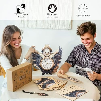 3D Puzzles for Adults, Eagle Wall Clock 3D Wooden Puzzles Clock Kits for DIY Birthday Gift for Women Men Home Decor Holiday Christmas - Image 4