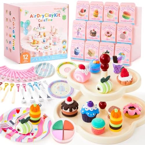 Shuttle Art Air Dry Clay for Kids - Cake Time, 52 PCS Modeling Clay Kit with Sculpting Tools and Tutorials, Safe & Non-Sticky, Craft Gifts for Boys & Girls by ShuttleArt