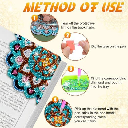 WIVICO 6Pcs Diamond Painting Bookmarks, Diamond Pearl Art Kits for Adults - Image 4