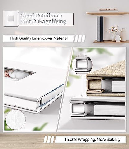 Artfeel Photo Album Self Adhesive Scrapbook Album for 3x5 4x6 5x7 8x10 Pictures, 60 Pages Linen Cover with Display Window DIY Photo Book,Ideal Gifts for Family Travel Wedding Baby - Image 5