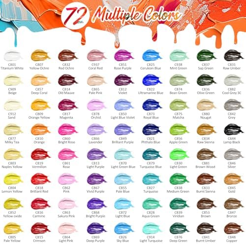 Caliart 72 Colors Acrylic Paint Set with 12 Brushes - Image 4