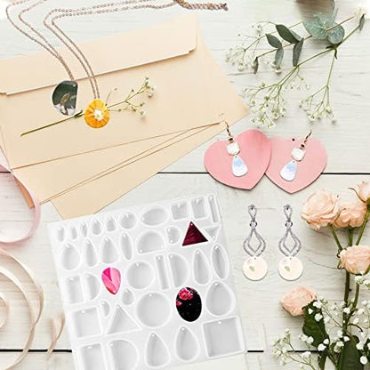 Resin Jewelry Molds Silicone Resin Molds for DIY Jewelry Pendant,Silicone Molds for Epoxy Resin,Silicone Jewelry Mold for DIY Resin Casting Crafts Pendants Gem Keychain Necklace Earring Jewelry Making - Image 2