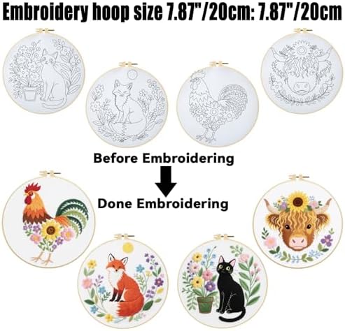 ORIGACH 4 Pcs Flower and Animal Embroidery Kit for Beginners - Image 3