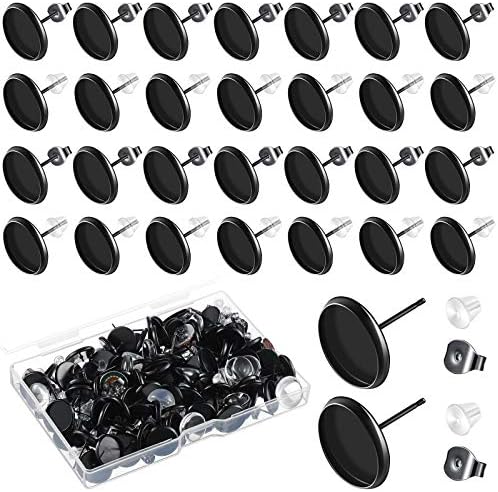 Hicarer 300 Pcs Earring Posts, Black with Black and Clear by Hicarer