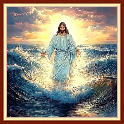 Redxing Stamped Cross Stitch Kits Embroidery kit for Beginners Adults Full Range of Embroidery Patterns Starter Kits DIY Printed Cross Stitch Kits Needlepoint Kits 11CT-Jesus at Sea 18x18 inchs by RedxingStampedCrossStitchK