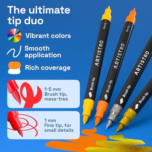 ARTISTRO 12 Dual-Tip Acrylic Paint Marker Pens for Drawing - Image 3