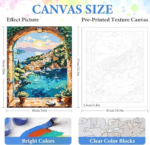 ZRIZQ Landscape Paint by Numbers Kit for Adults Beginner,Scenery,16x20 - Image 2