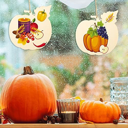 Large Size 7inch Wooden Halloween Thanksgiving Ornaments to Paint, DIY Blank Unfinished Pumpkin Wood Discs Ornament for Crafts Hanging Autumn Decorations(10PCS, Beige Pumpkin) - Image 5