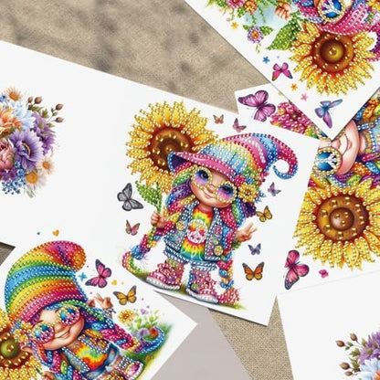 TDFERAN 6-Pack DIY Rainbow Sunflower Diamond Art Cards Valentines Day Craft Making Kit Diamond Art with Envelopes Diamond for Birthday Thanksgiving Day All Occasion Card - Image 7