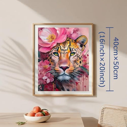 AuraDraw Cheetah Paint by Numbers - Leopard Paint by Number Kit for Adults Beginners, DIY Pink Painting Art Craft on Canvas for Home Decor 16x20 Inch - Image 2