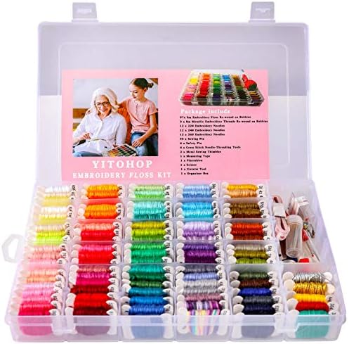 YITOHOP 200pcs+ Embroidery Floss kit, Friendship Bracelet String Kit with Organizer Box-Included 100pcs Friendship Bracelet Floss Thread,Cross Stitch Kits Xmas Gifts - Image 3