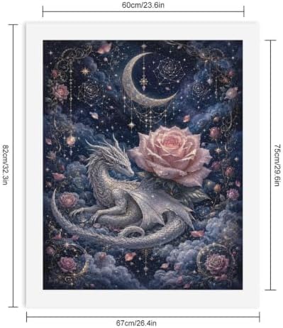 Bozfoxa Paint by Numbers Kit for Adults Beginner Silver Rose Dragon - Image 2