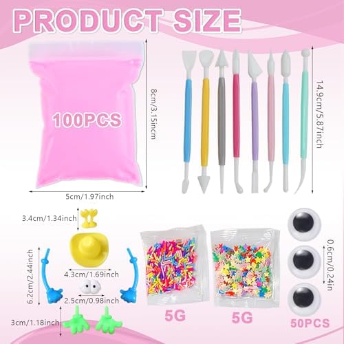 Adult Air Dry Clay, Magic Foam DIY Molding Clay, 170 PCS Set with 100 Colors Ultra Light Tools Accessories & DIY Supplies, Soft Modeling Clay for Crafts, Art Creation & Birthday Party - Image 6
