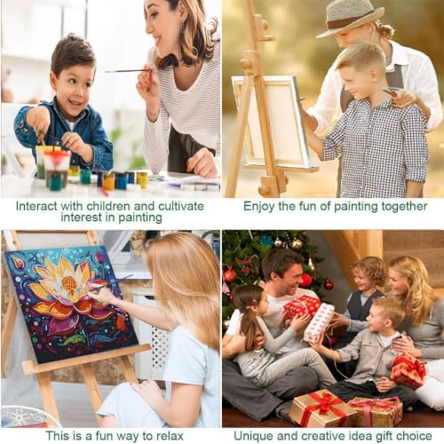 JUJUHOOD Lotus Flower Paint by Numbers Kit for Adults Beginner & Kids Ages 8-12,Abstract Flower Paint by Number Without Easel, Acylic Paint by Numbers for Gift Home Wall Decor 10x10Inch - Image 7