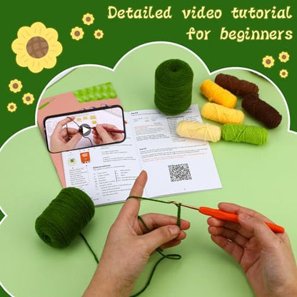 Fedmut Crochet Kit for Beginners Adult, Includes Deep Green Yarn, Hooks, Stitch Markers, Video Tutorials, Ideal for All Ages & Gifts - Image 3