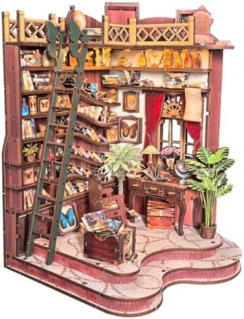 DIY Book Nook, Miniature House Kit with LED Lights | Winding Alley Library by Soothee