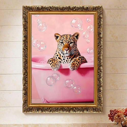 Cheetah Bathroom Paint by Numbers Kit for Adults Canvas Frameworkless - Image 2