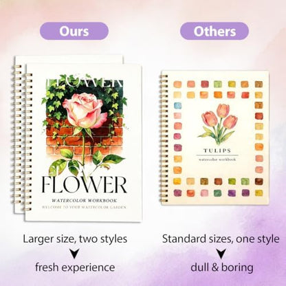 2 Pack Watercolor Workbooks for Beginners with 24 Paint Colors & Pens - Image 3