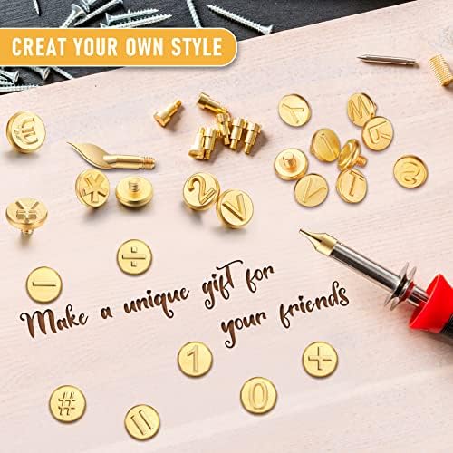 Mixweer 56 Pcs Wood Burning Letters and Numbers Wood Burning Tools with Letter Stamps and Number Tips Symbols for Wooden Burner Craft DIY Embossing Carving - Image 7
