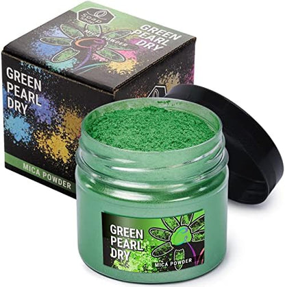 Green Pearl Dry Mica Powder for Resin Coloring 2 oz - Pigment Powder by ALEXES