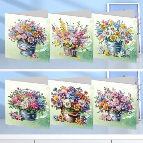 Diamond Art Cards with Envelopes–6PCS DIY Diamond Painting Greeting Cards Kit | Card Making Kit with Bling for Adults & Beginners | Birthday,Holiday & Thank You Cards (Flowers) - Image 2