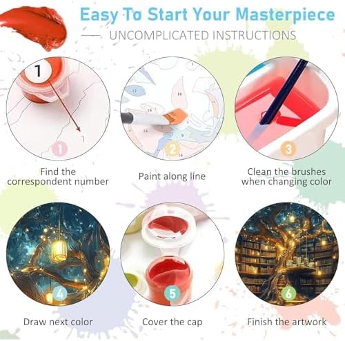 4 Pack Castle Paint by Numbers Kit for Adults Framed Canvas, Frameworkless - Image 7