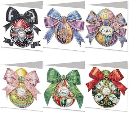 DIZAKIM 6-Piece Christmas-Themed Diamond Painting Greeting Cards Christmas Eve DIY Craft Kit Birthday Gift (Easter Egg) by DIZAKIM