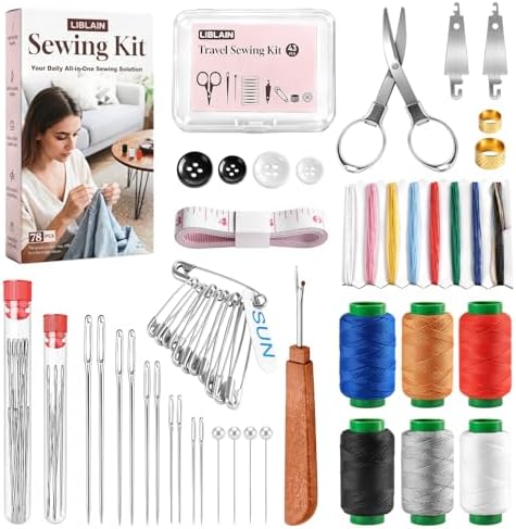 LIBLAIN Sewing Kit with Big Eye Steel Needles for Adults by LIBLAIN