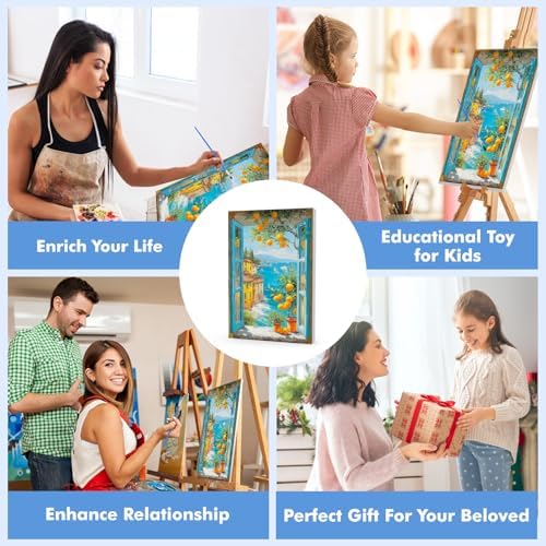 Bowetile Framed Paint by Numbers Landscape Kit for Adults, Adults' Paint-by-Number Kits on Canvas, Painting by Numbers Lemon, DIY Acrylic Number Painting for Home Wall Decor, 8x12in - Image 7