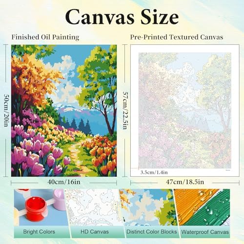 Paint by Numbers Kit for Adults, Garden DIY Painting Kit, 16x20 Inch - Image 3