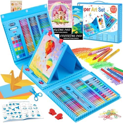 Art Supplies, 272 Pack Art Set Crafts Drawing Kit for Kids Girls Boys Teens by POPYOLA