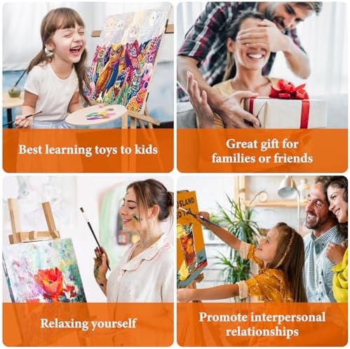 4 Pack Framed Paint by Numbers Kit for Adults Cocktail with Wooden Easel - Image 7