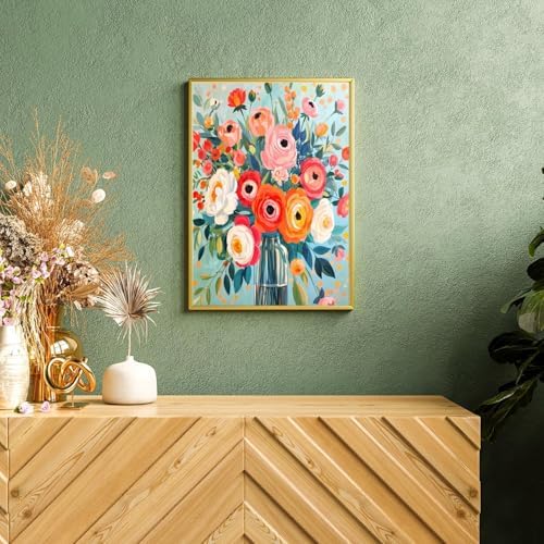 YarnMate Flowers in Vase Paint by Numbers Kit for Adults - Paint by Number on Canvas Without Frame, DIY Acrylic Painting for Gift Home Wall Decor (16x20 Inch) - Image 3