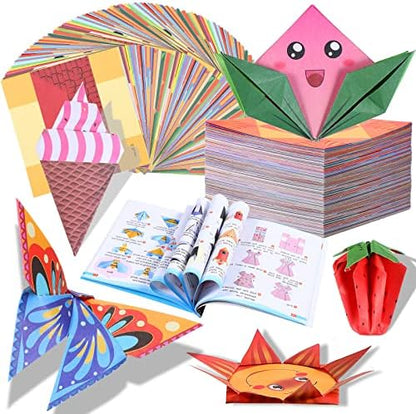 432 Sheets Origami Paper Kit with Guiding Book Origami Kit for Kids Ages 5-8 8-12, 54 Pattern Double Sided Folding Art Crafting Supplies for Adult Teen Preschool Training Craft Christmas Birthday Gift by Thenshop