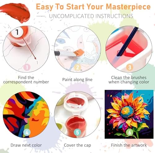 Offito Framed Paint by Numbers Kit for Adults Beginners, Colorful Sunflower - Image 7